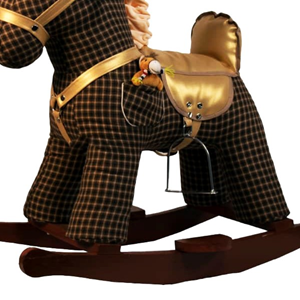 راکر اسب کودک چوبی طرح دار طلایی - مشکی -اسباب بازی